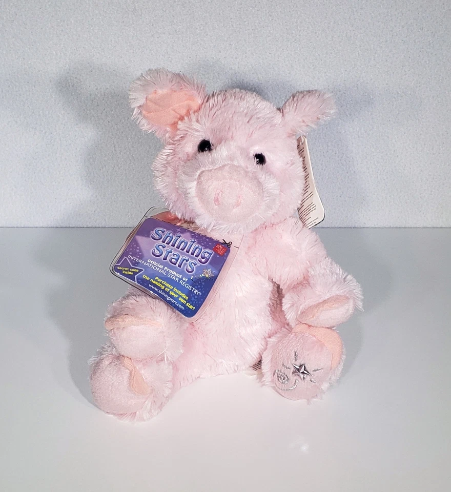 NUEVO Peluche Russ Berrie Estrellas Brillantes Cerdo Rosa Suave CÓDIGO SELLADO 8" NUEVO CON ETIQUETAS Foto 3 de 4