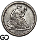 1837 Seated Liberty Half Dime, Small Date, No Stars, Choice AU++/Unc Key Date!