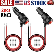 12V Car Cigarette Lighter Plug Socket Heavy Duty Adapter with On/Off Switch-2Pcs