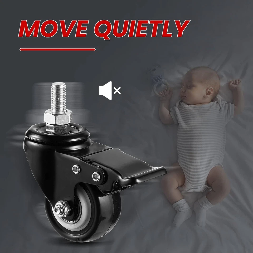 4 Stk Möbel Lenkrollen Transportrollen - Tischrollen 2x mit und 2x ohne Bremse - Bild 4 von 4