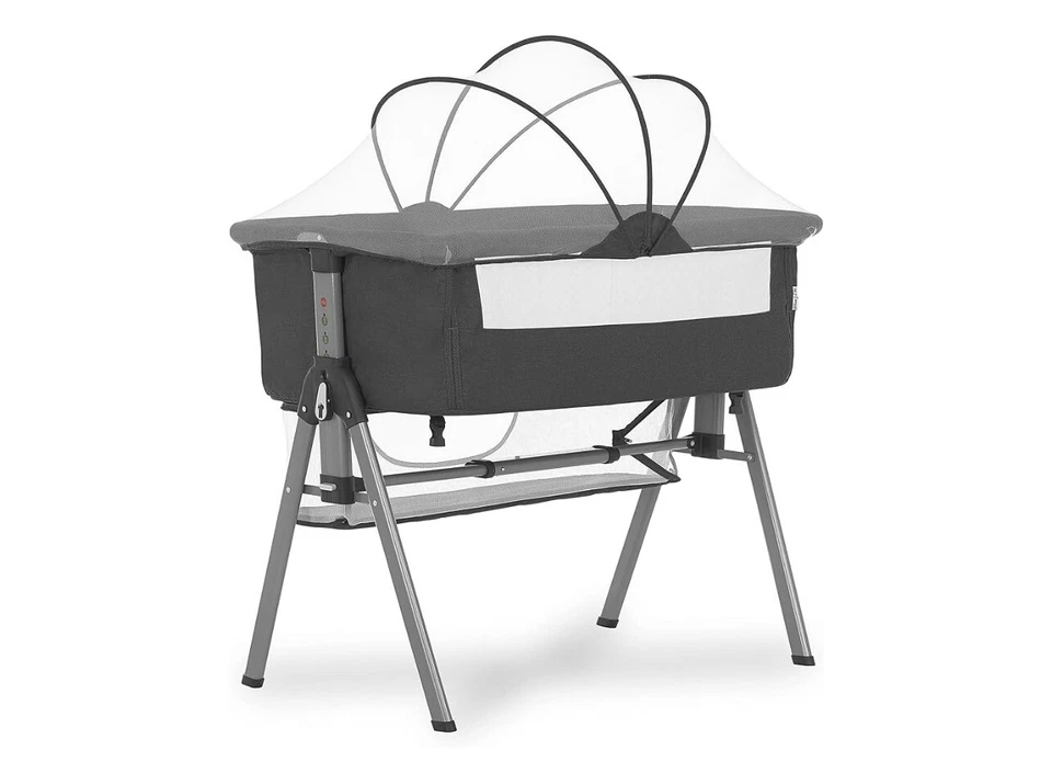 Cuna y mesita de noche Dream On Me Lotus en rosa baya/gris/gris oscuro Foto 2 de 4