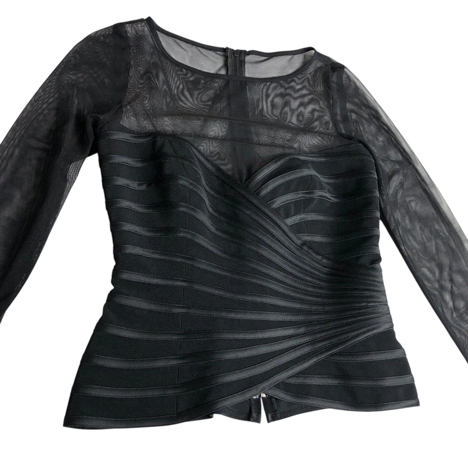 JS Collections Top Women 4 Black Sheer Mesh Corset Goth Whimsigoth Witchy Formal - Image 4 of 4