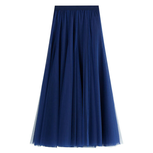 Women Elegant Mesh Tulle Layered Tutu Skirt Pleated Party Ladies Maxi Long Dress - Picture 21 of 22
