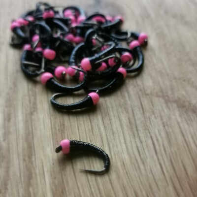 6 X Mosche Vermi Con Schizzino - Rosa - Mosche Da Pesca Alla Trota