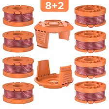 Trimmer Line Spool Compatible with Worx, 80ft .065 inch，8-Pack+2 Cap Cover 