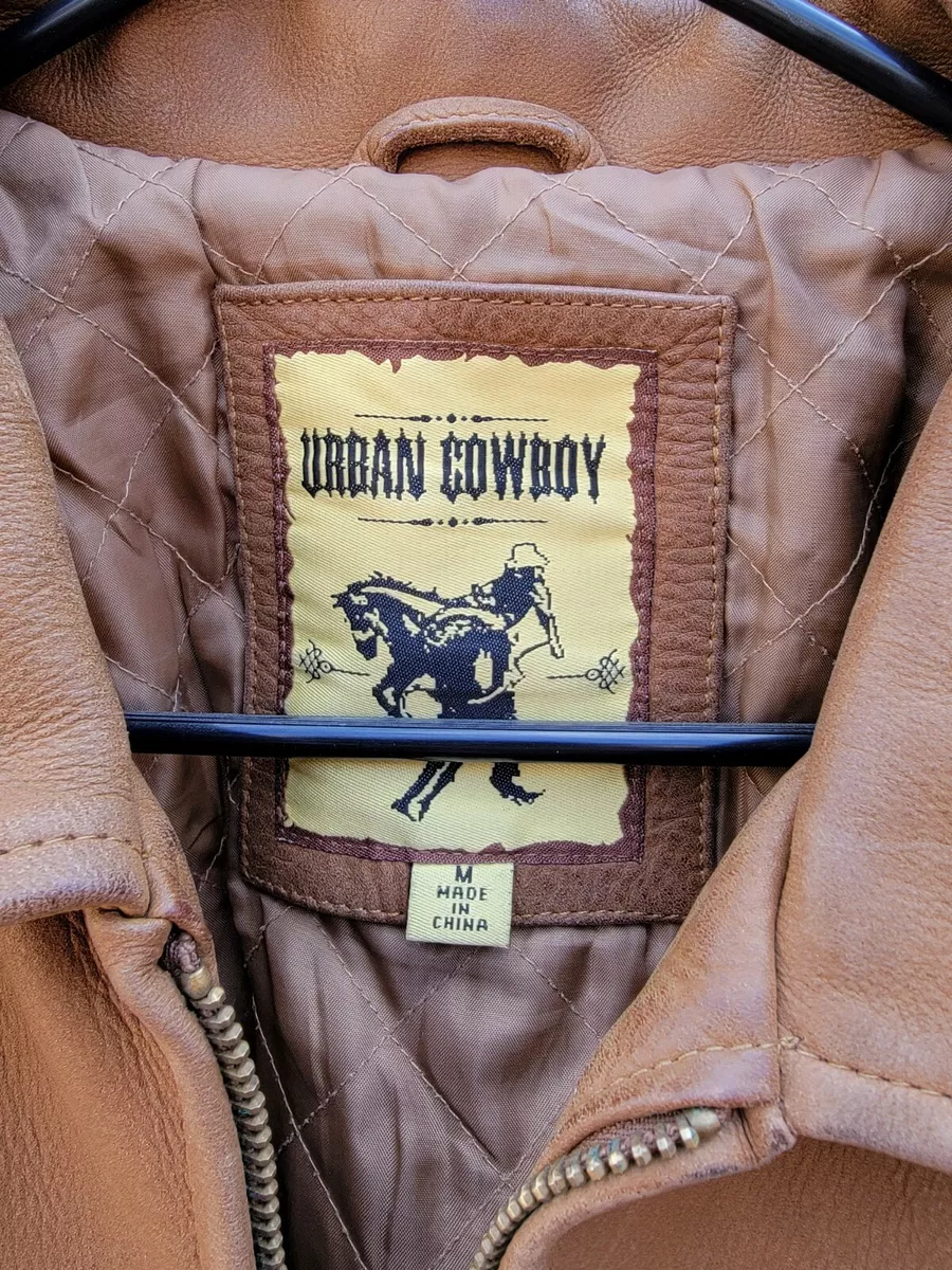 Vintage Brown Tan Urban Cowboy Leather Jacket Size Medium M used