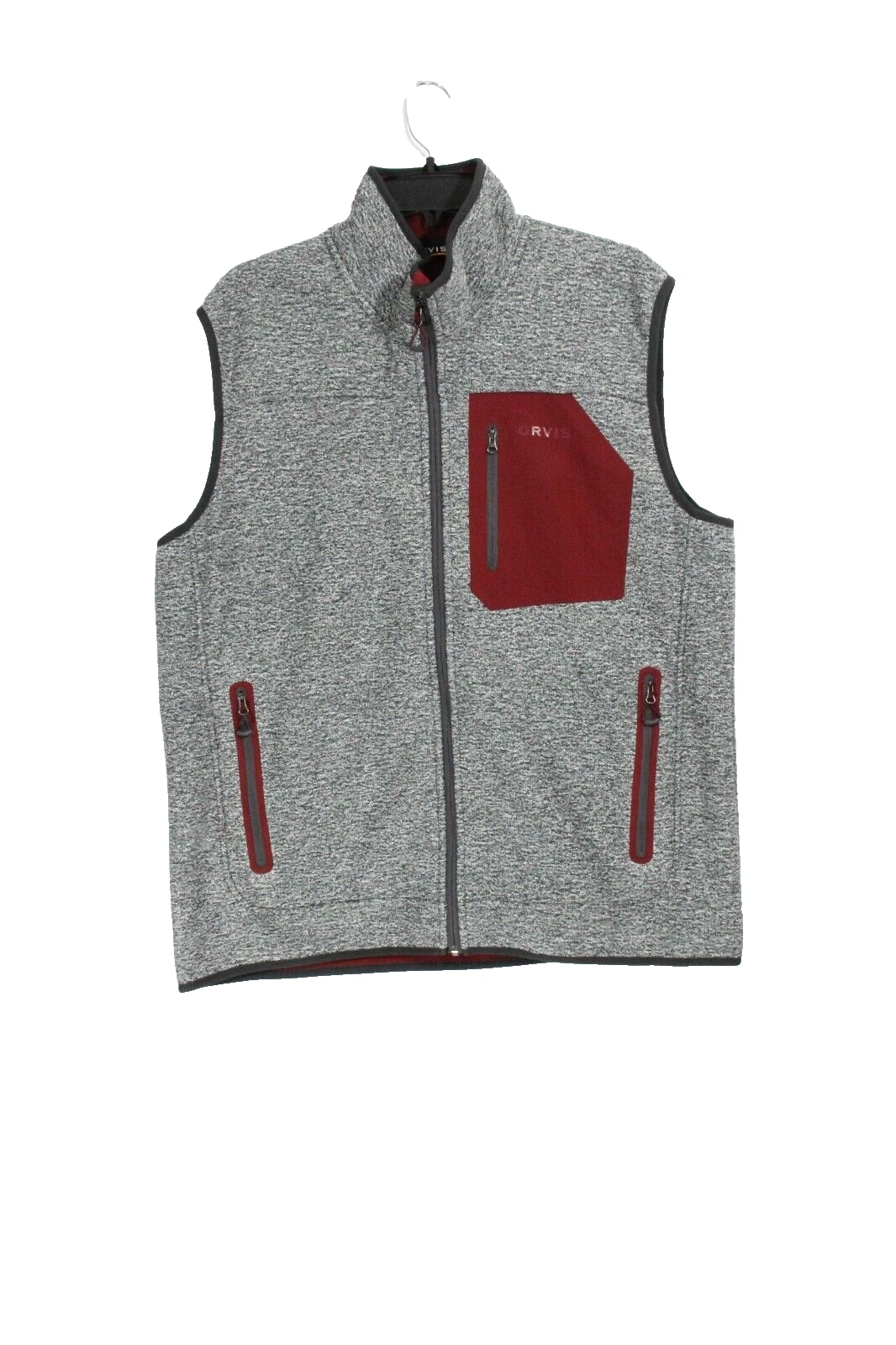 Orvis Sweater Fleece Vest Men Large Zipper Pockets Gray Layering 25ys Layer