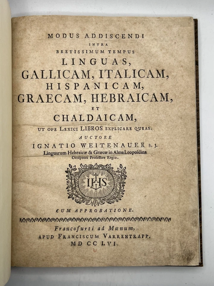 Weitenauer's Method for Learning Languages 1756 French, Italian, Spanish, Greek - Image 2 of 4
