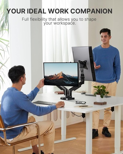 Dual Monitor Stand: Adjustable C-Clamp & Grommet Mount for 13-32 Inch Screens - Picture 8 of 9