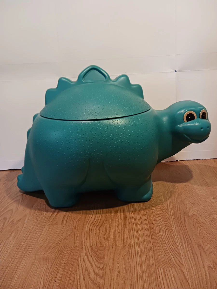 Vintage Rubbermaid Dinosaur Teal Green Toy Box Storage Chest Hamper