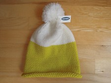 Old Navy Knit Pom VTG Stocking Cap Winter Beanie Hat Lt Olive Green White