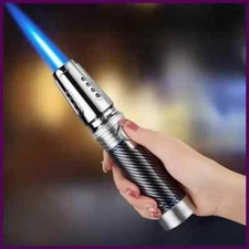 New Butane Gas Turbo Spray Gun Windproof Straight Flush Blue Flame Metal Lighter