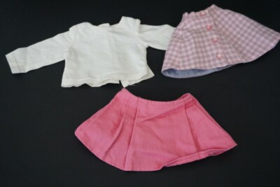 American Girl Doll Cozy Plaid Outfit 3PC Cape Top Skirt Pink Purple Retired 18''