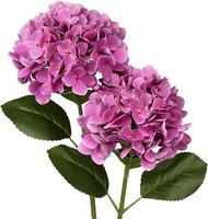 KüNstliche Hortensie Real-Touch Blumen Hydrangea Kunstzweige Deko 2Er Set