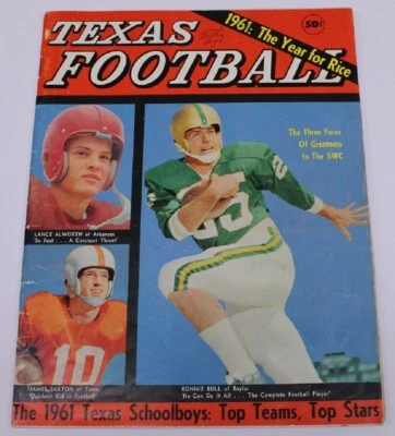 1961 Dave Campbell's Texas Football Magazine Allworth Sexton Bull Ex 65652 - Image 1 of 4