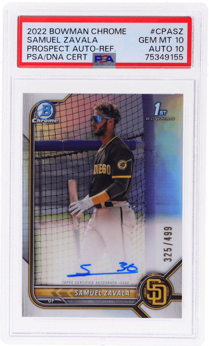 2022 Bowman Samuel Zavala Chrome Prospect Auto Refractor #CPASZ /499 PSA 10/10