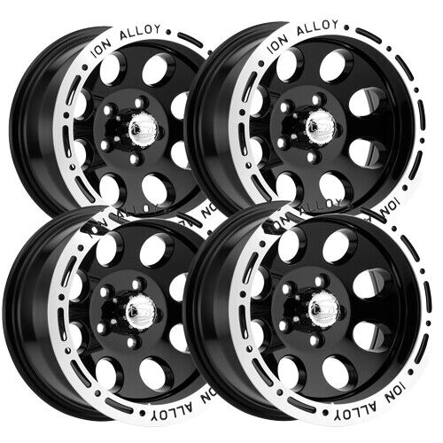 (Set of 4) Ion 174 17x9 5x5.5" +0mm Gloss Black Wheels Rims 17" Inch - Picture 1 of 7