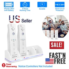 For Nintendo Wii Remote Controller Charger Charging Dock+4 Rechargeable Battery