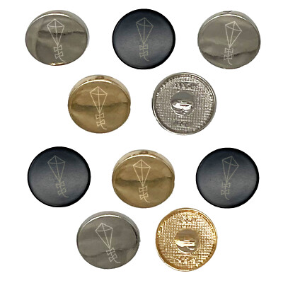 Cute Kite Outline 0.6'' (15mm) Round Metal Shank Buttons for Sewing - Set of 10