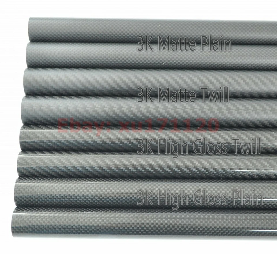 8mm x 4mm 5mm 6mm 7mm x 500mm 3K Roll Wrapped Carbon Fiber Tube / Tubing/pipe  - Image 3 of 4