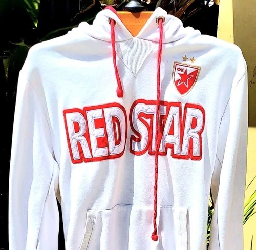 RARE! RED STAR RUSSIA Boy's Girl's White Hoodie Sweatshirt Stitch Logos Youth XL - Picture 4 of 8
