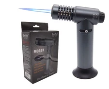 Jet Butane Torch Lighter Safety Lock & Adjustable Flame Refillable Gunmetal