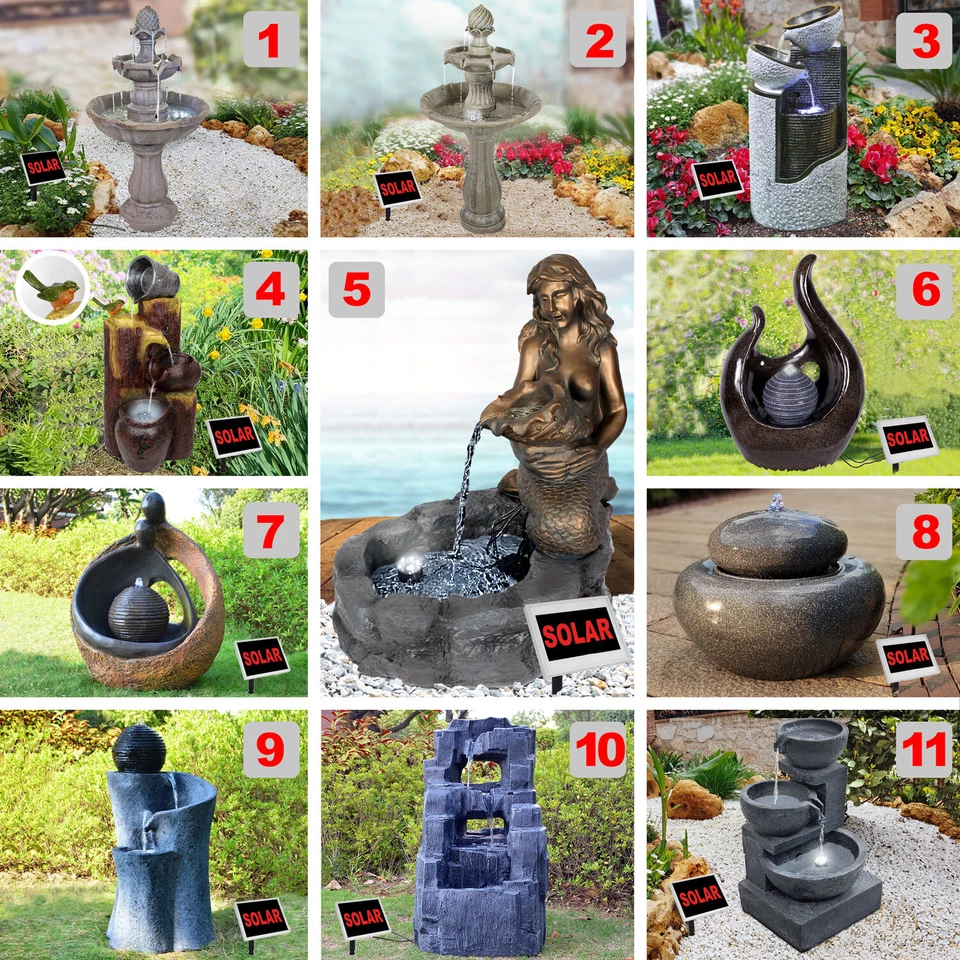 SOLARBRUNNEN SOLAR GARTENBRUNNEN ZIERBRUNNEN SOLAR PUMPE WASSERSPIEL TEICHPUMPE