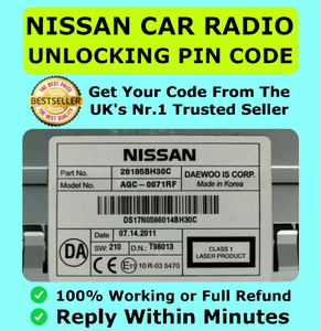 Nissan Radio Code Daewoo Micra Note Qashqai Almera Juke Connect unlock