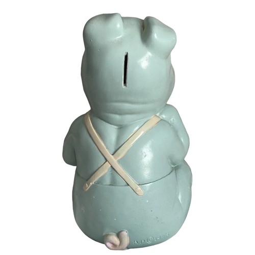 Vintage Blue Pig Bank Chalkware 1949 Coin Signed A.P 9.5” - Picture 2 of 15