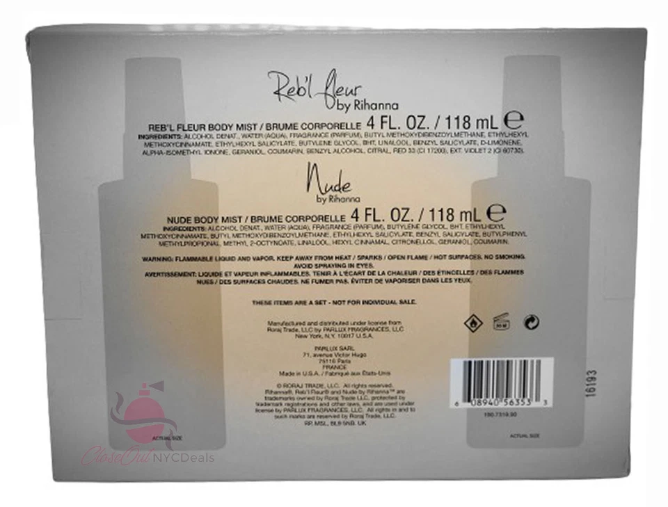 Rihanna Nude & Reb'l Fleur 2 PC Set- 4.0 oz / 118 ml Body Mist Spray - Image 4 of 4