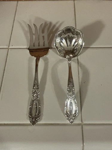 1932 King Richard Towle Sterling Silver 7” Ladle & 8 1/8” Medium Cold Meat Fork