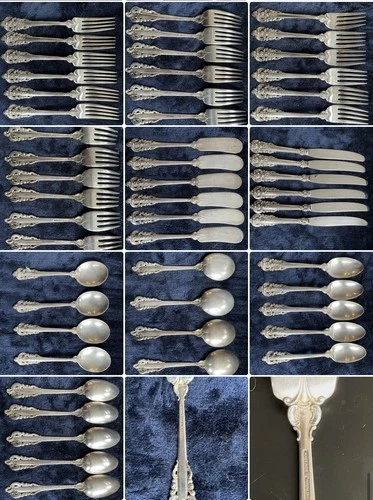 Grande Baroque Wallace Sterling Silver Flatware 33 Pieces