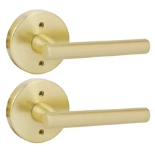 2 Pieces Gold Dummy Door Handles, No-Turning Dummy Door Levers, Inactive Half...