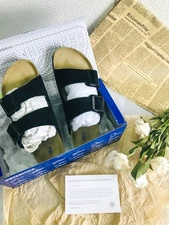 Birkenstock Arizona Black Soft Footbed Suede Leather Clog Unisex Sandals EU37-45