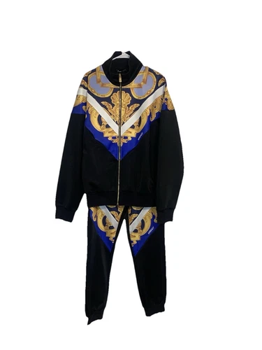 Versace Baroque set pezzi traino giacca pista e pantaloni tuta taglia XL.