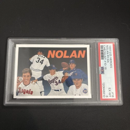 1991 Upper Deck Baseball Heroes Nolan Ryan #18 Checklist #10-18 PSA 6