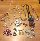 Vintage Jewelry Lot - Rhinestones - Milk Glass Brooch  - Juliana Earrings   MORE
