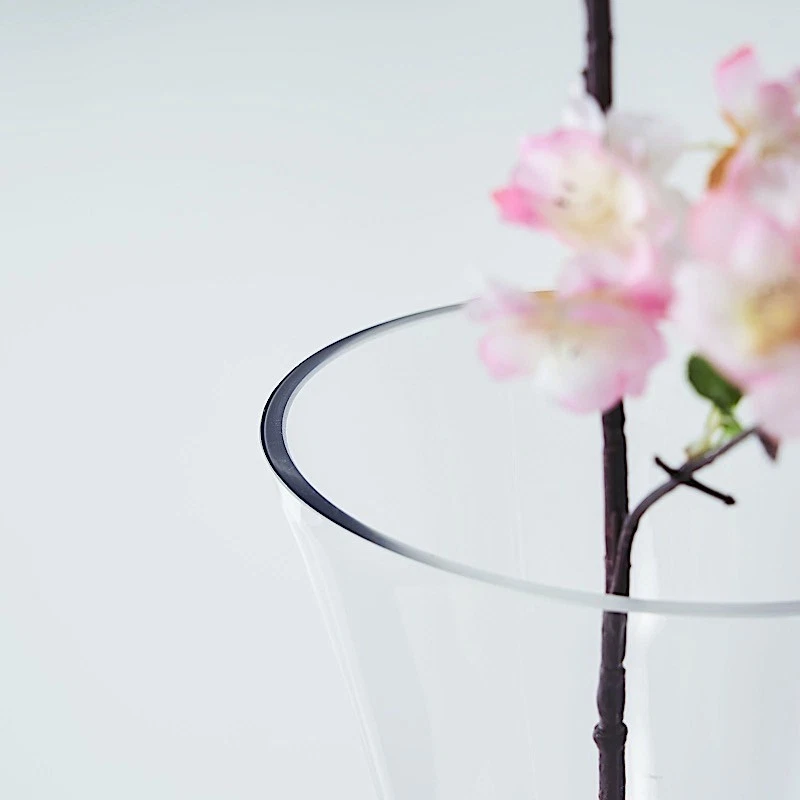 2 Clear 24-Inch Reversible GLASS TRUMPET VASES Centerpieces Wedding Decorations - Image 4 of 4