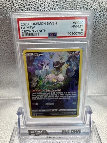 2023 POKEMON SWORD & SHIELD CROWN ZENITH #GG10 FULL ART/MEW PSA 8