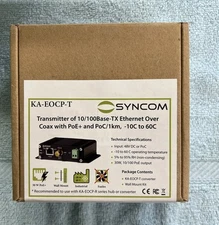 Syncom KA-EOCP-T Ethernet Over Coax Transmitter with PoE Media Converter