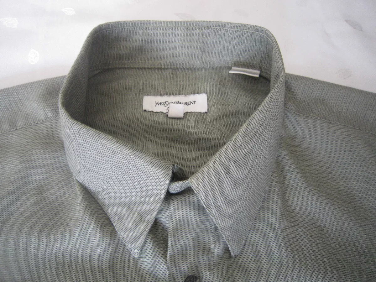 YVES SAINT LAURENT Men's Buttons Down Shirt - Olive Green - Size XL 34-35 / 17