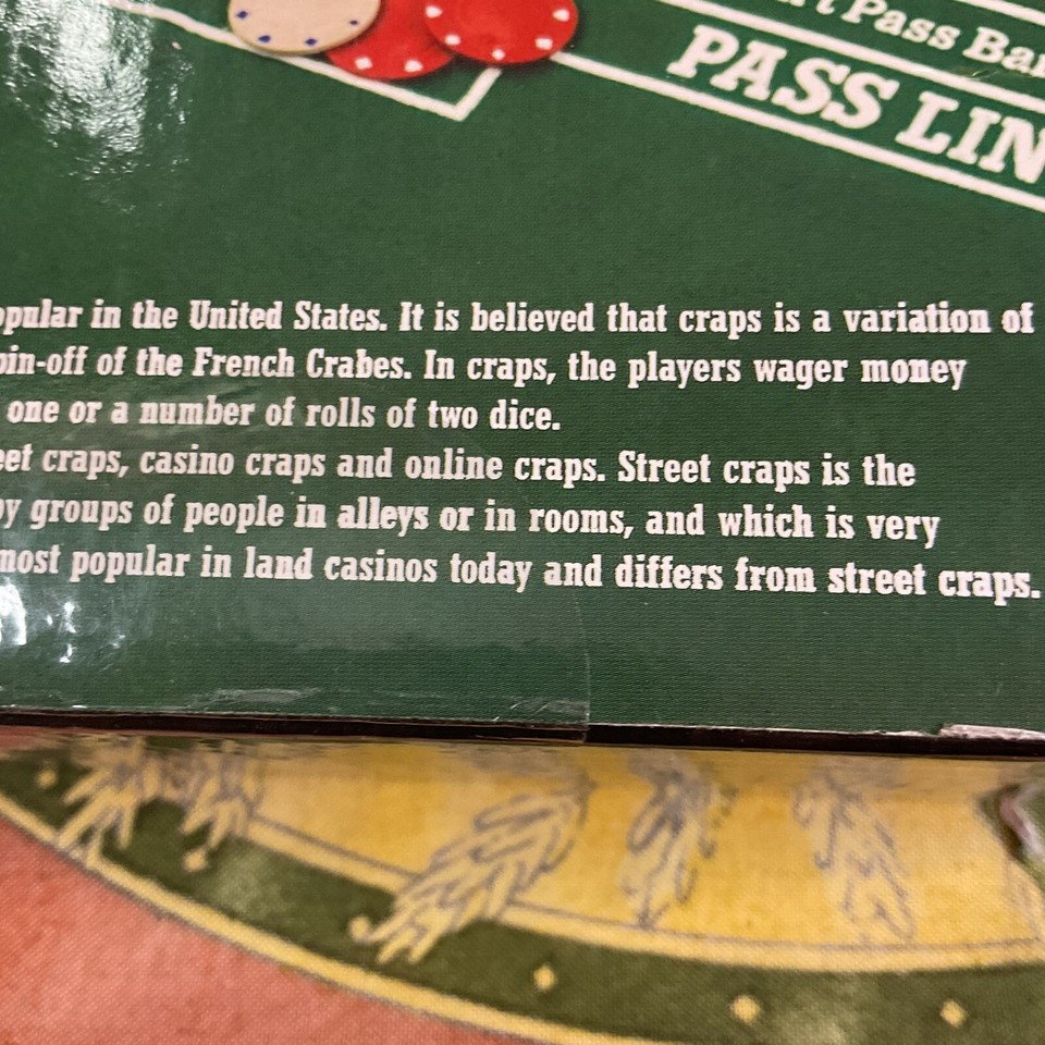 NEW Felt Craps Layout Cardinal Games 35" x 35" w/game instructions eBay
