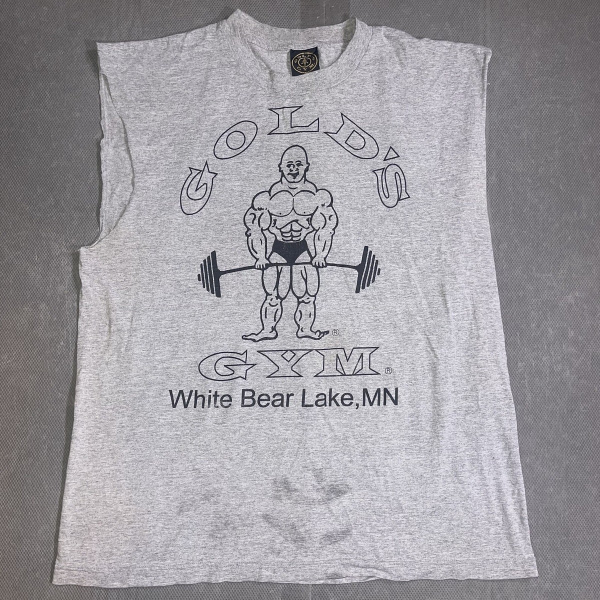 Vtg Golds Gym T-Shirt Mens XL Gray Weightlifting Cut Off
