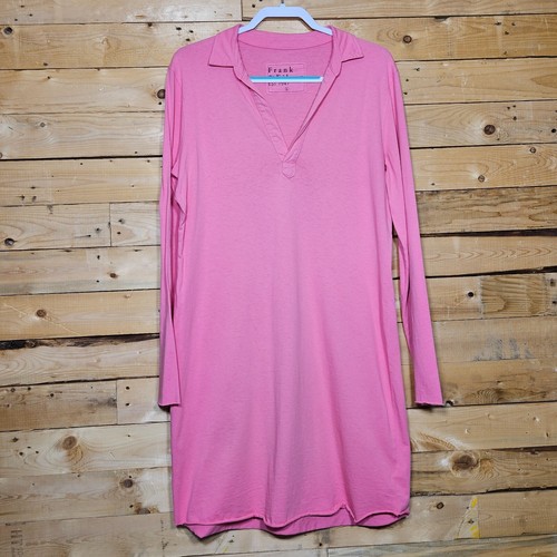 Frank And Eileen Nicole Dress Large Women's Pink Popover Henley Long Sleeve