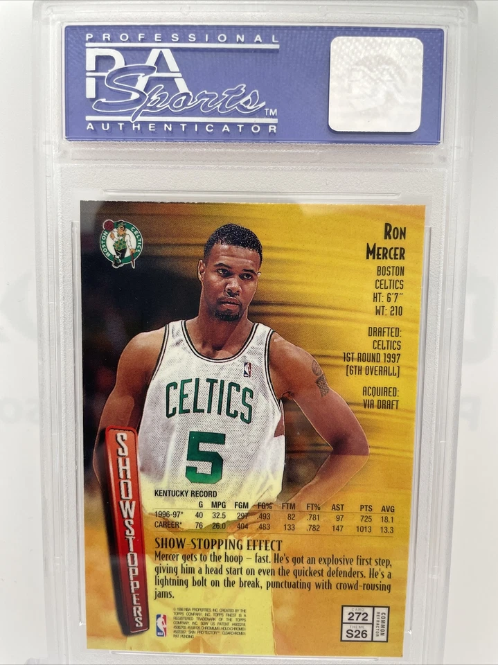 🔥 RON MERCER 1997 Finest REFRACTOR PSA 9 #272 Boston Celtics WITH Coating - Image 2 of 2