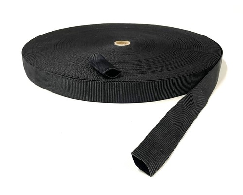 Tubular Webbing Black 25mm Wide Polyester 1m 2m 5m 10m 25m 50m Dog Leads Collars - Picture 6 of 9