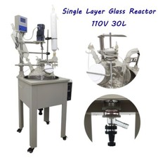 30L Single Layer Glass Reactor 110V Lab Chemical Glass Reactor Reaction Vessel
