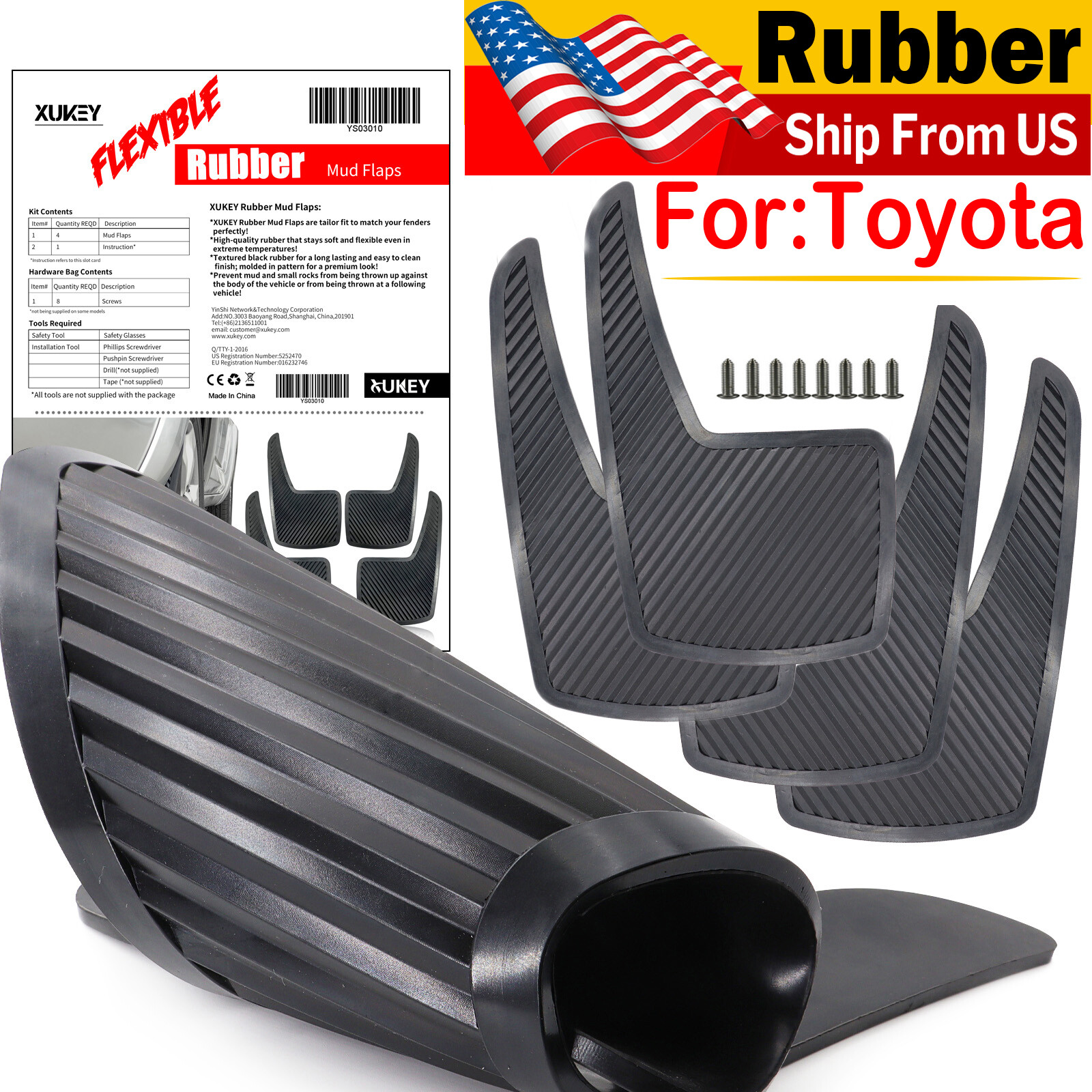 4X Mud Flaps Splash Guards for Toyota RAV4 Camry Corolla Tacoma Prius Venza CHR