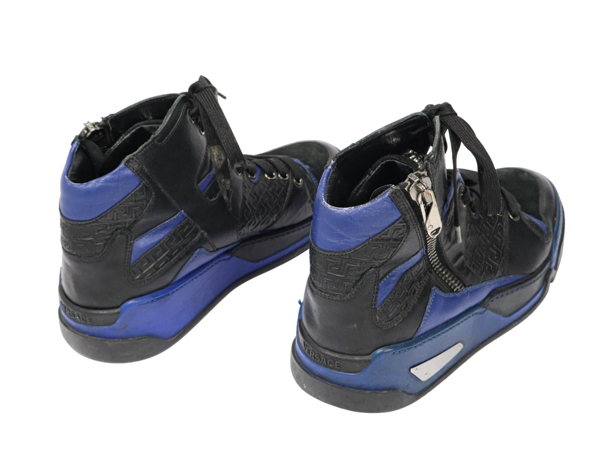 Zapatillas altas para hombre Versace (Eu) 42 negras/azules con cordón cierre relámpago