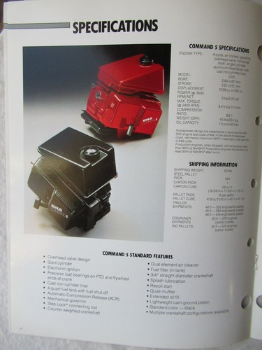 1990 Kohler Command Engine Sales Brochure 5hp Horizontal Shaft Single Cylinder - Picture 4 of 8